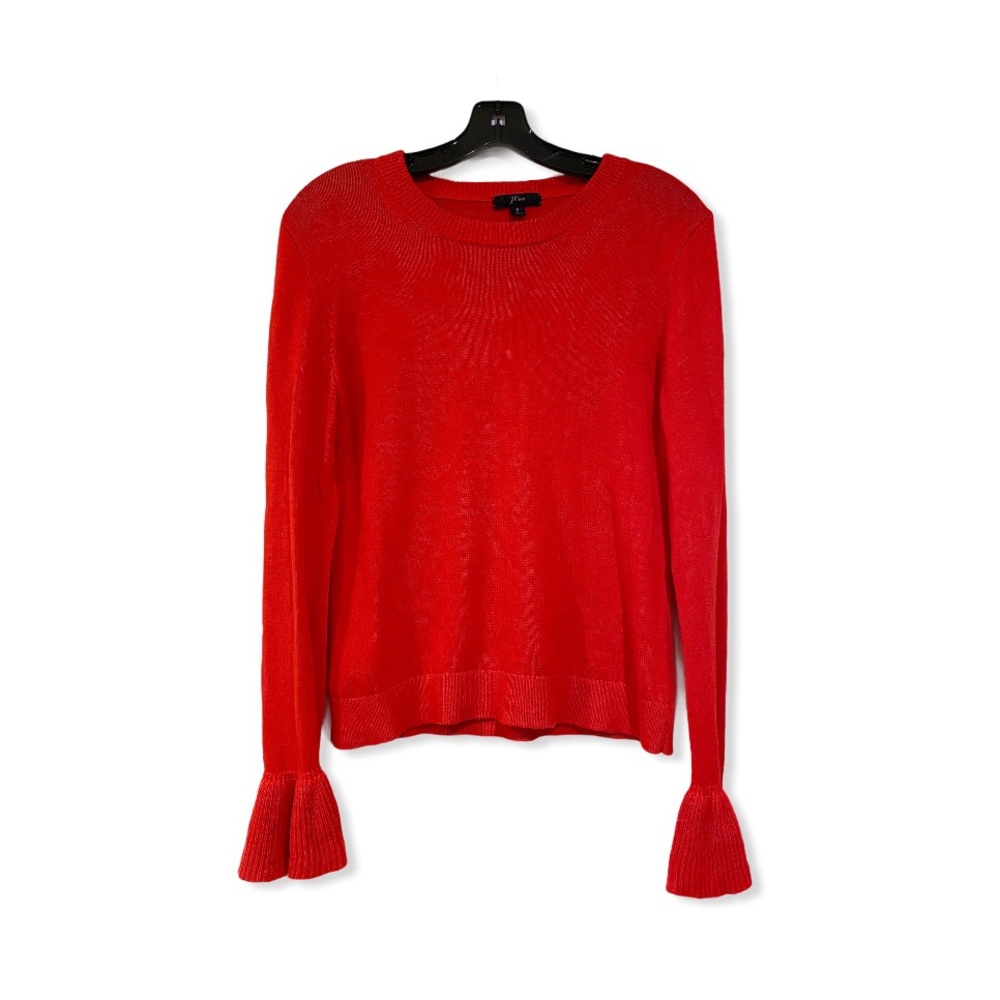 Red J Crew Flare Wrist Knit Sweater